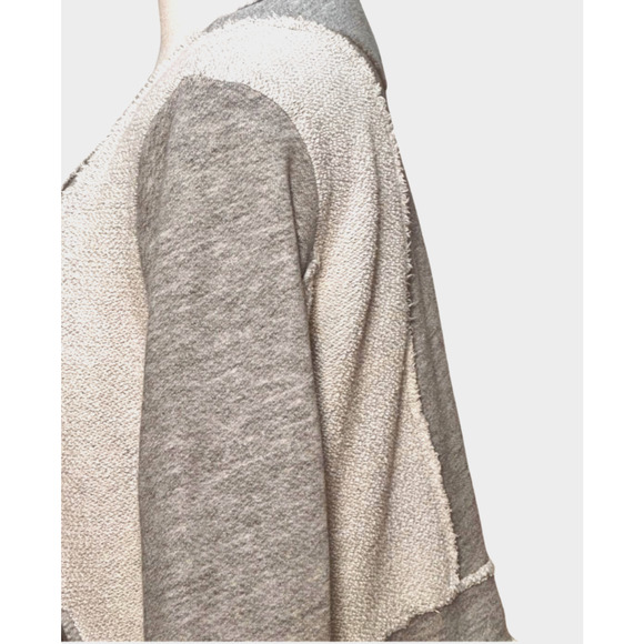 Aqua Brand Gray Sweatshirt Waterfall Long Sleeve Cropped Cardigan Small Pockets - Picture 3 of 6